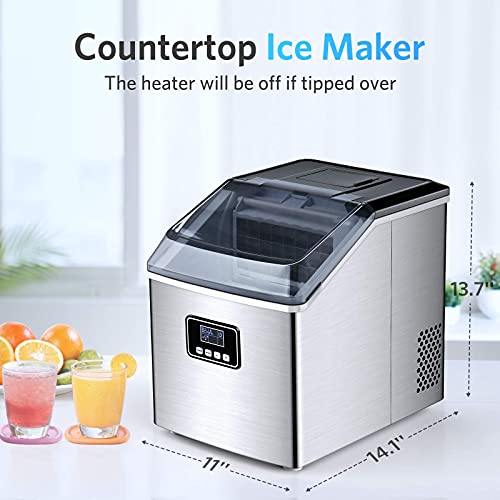 40Lbs/24Hrs Portable Ice Maker Countertop Self-Cleaning Compact